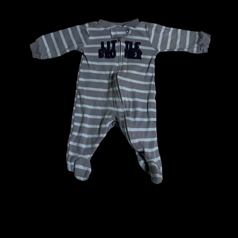 Carter's Gray and blue Striped Footie